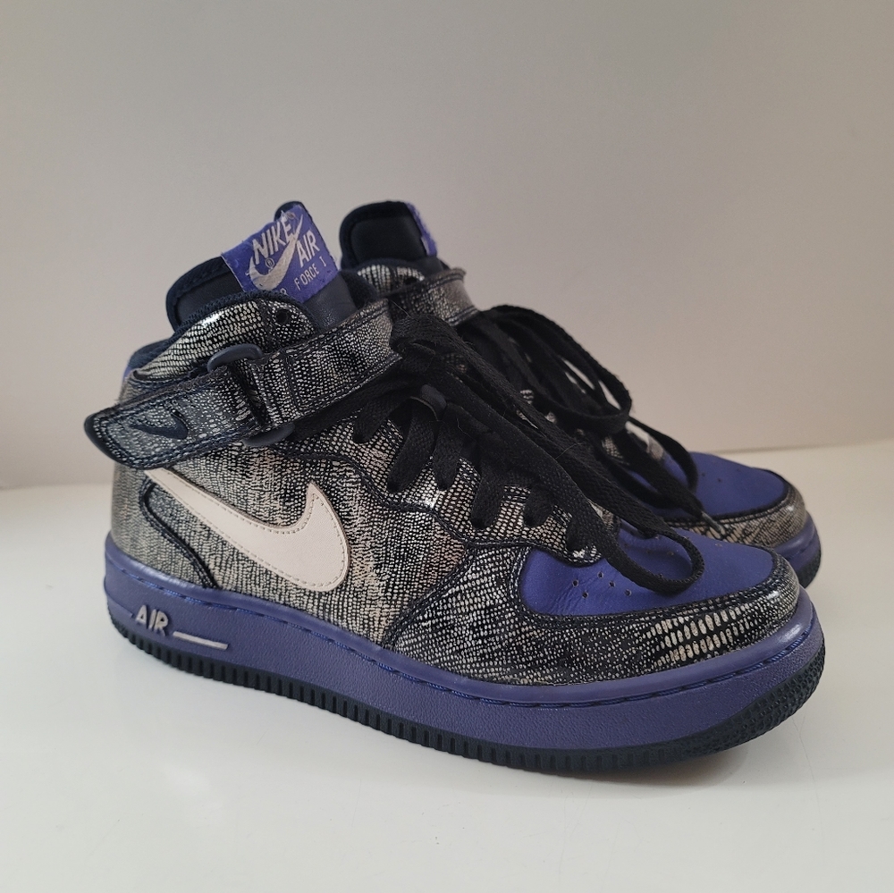 Nike Air Force 1 Mid '07 Fish Scale Sneakers Tennis Women's Size 7 Purple Black